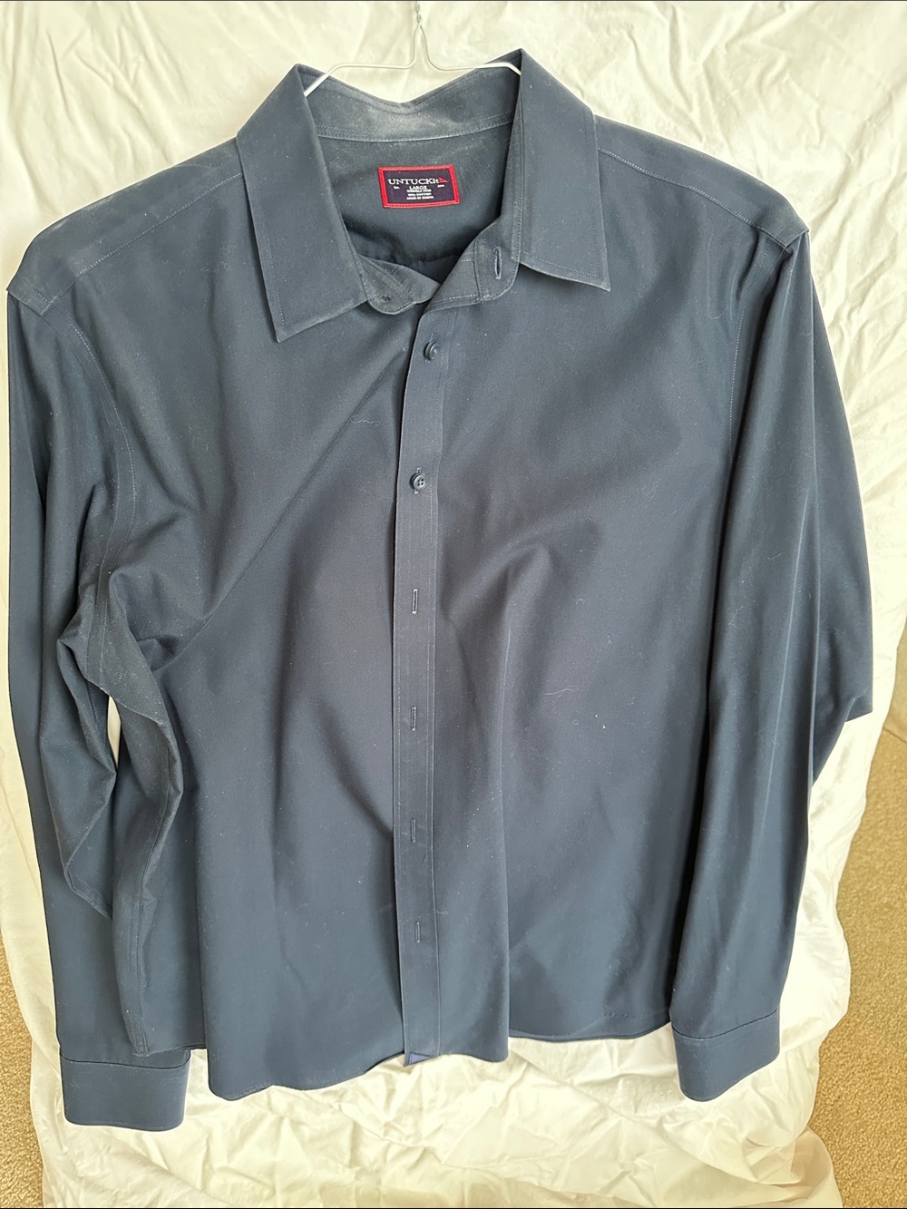 UNTUCKit Men's Long-Sleeve Button-Up Shirt in Navy Blue